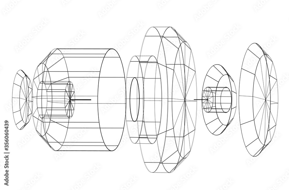 3d sketch of modern industrial equipment on white background