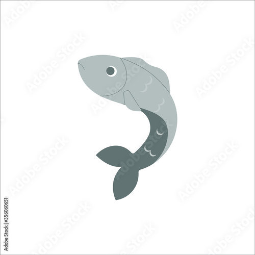 Fish on a white background. Vector illustration, flat design.