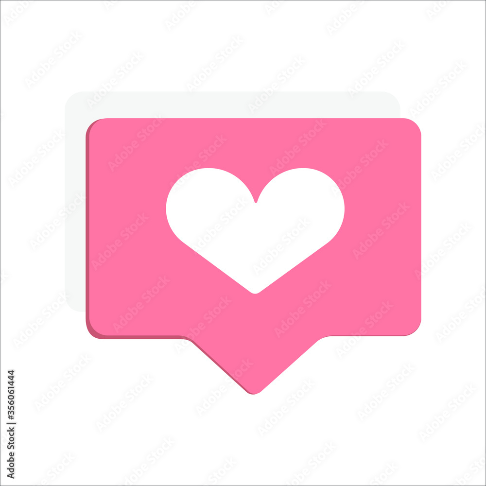 Icon with a heart for social networks. Vector illustration, eps 10. In a pink frame, bubble, white heart. Isolated on a white background. Concept: mark your favorite picture, page, comment. Icon with a heart for social networks. Vector illustration, eps 10. In a pink frame, bubble, white heart. Isolated on a white background. Concept: mark your favorite picture, page, comment.