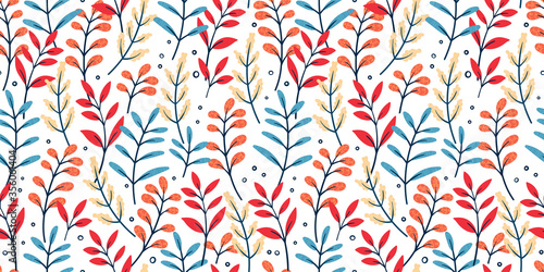 Fun hand drawn branches seamless pattern  hand drawn background  great for textiles  banners  wallpapers  wrapping - vector design