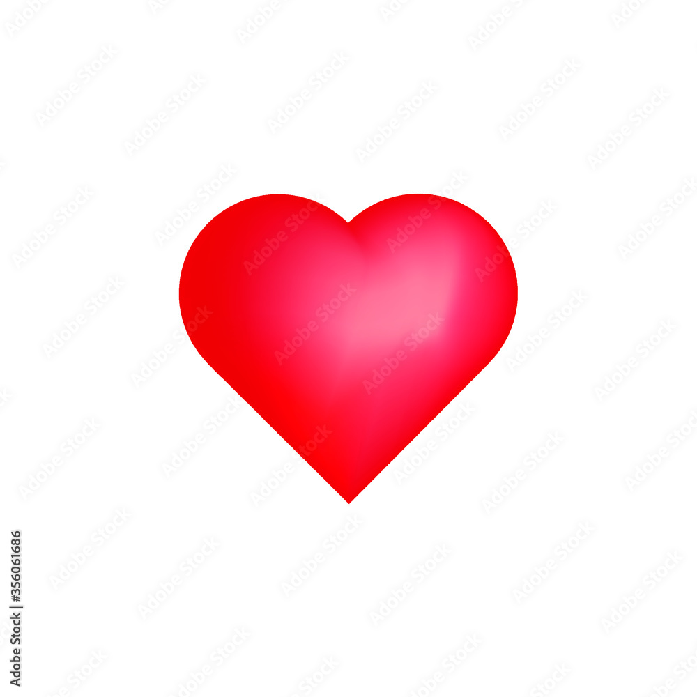 Volumetric red heart icon on a white background. Vector illustration, eps 10.