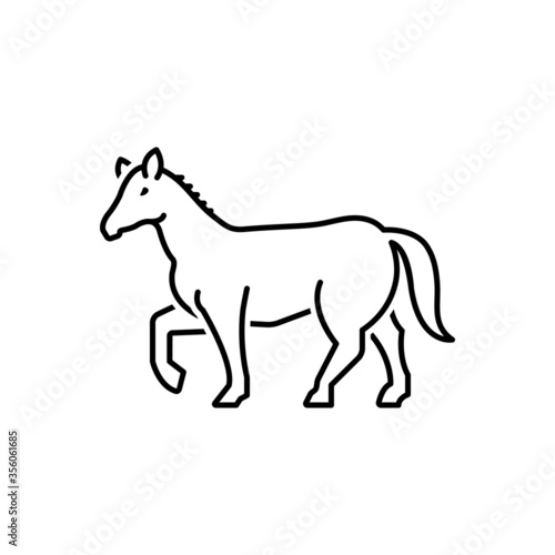Black line icon for horse 