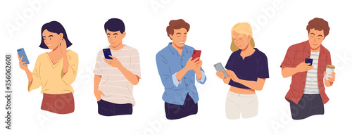 Young people using technology gadget smartphone