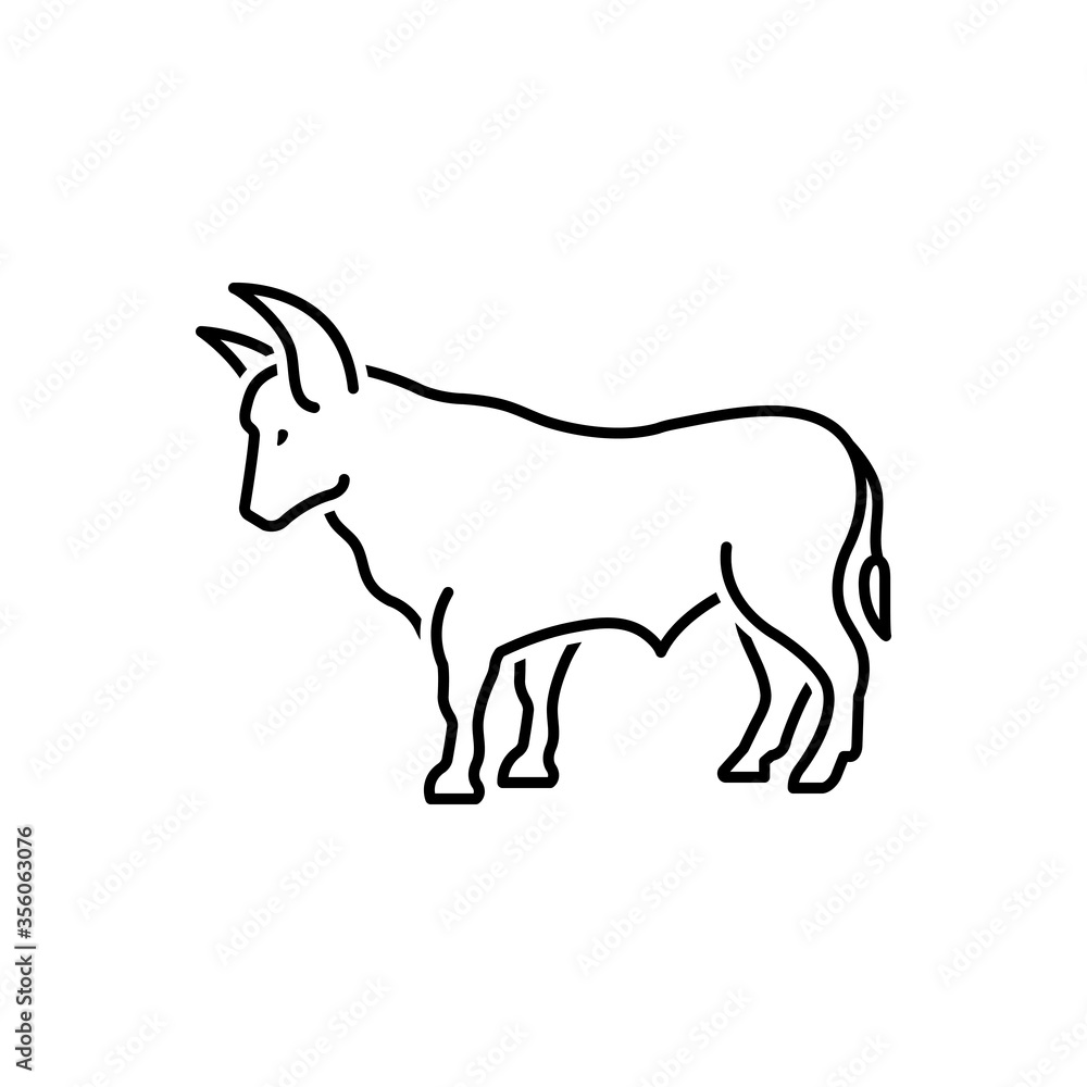 Black line icon for bull
