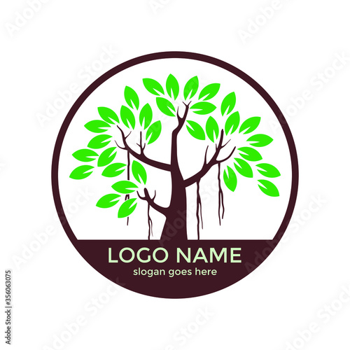 Banyan tree logo vector isolated on white