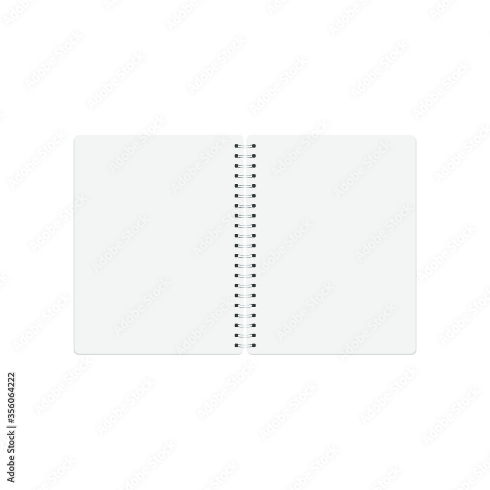 An open notebook with two pages. Vector illustration isolated on white background, eps 10. An open notebook with two pages. Vector illustration isolated on white background, eps 10.