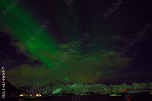 Northern Lights over Hammerstad Camping near Svolvaer in the Lofoten Islands