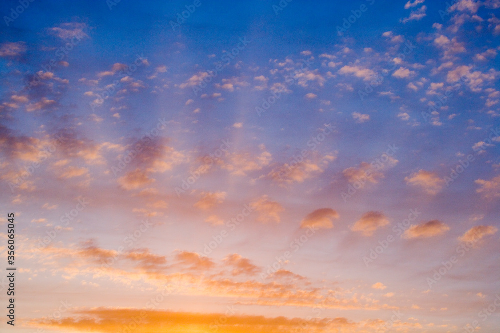 Sunset in summer with beautiful cloud and light in summer, United Kingdom Sunset in summer with beautiful cloud and light in summer, United Kingdom