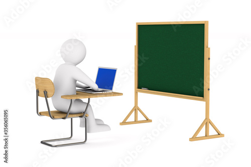 student on white background...