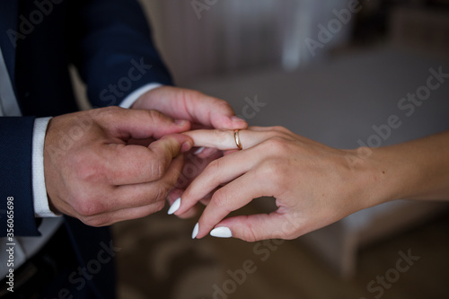 the bridegroom puts the ring on the bride’s hand