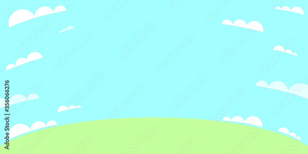 Green background for text: meadow, horizon and sky with clouds. Concept: free space for text on the topic of ecology, children's books, psychology, motivation, utterances, quotes, illustrations.
Green background for text: meadow, horizon and sky with clouds. Concept: free space for text on the topic of ecology, children's books, psychology, motivation, utterances, quotes, illustrations.