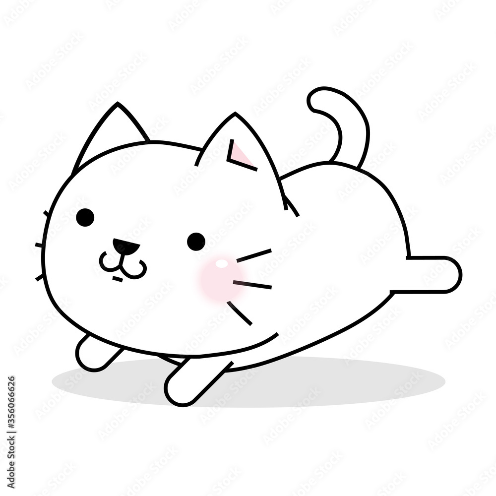 Funny and cute cartoon cat. Vector Illustration Funny and cute cartoon cat. Vector Illustration