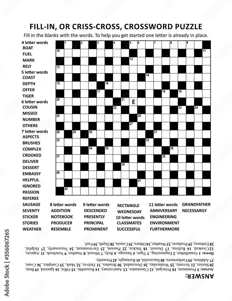 Crisscross (or fillin, else krisskross) crossword puzzle game of