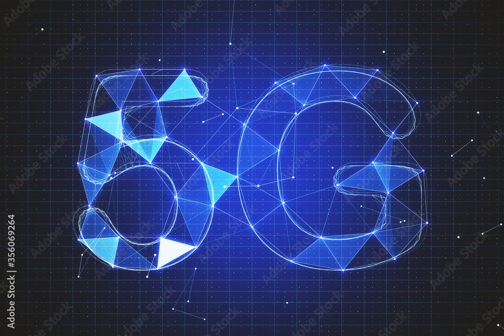 Fototapeta premium Creative glowing polygonal 5G