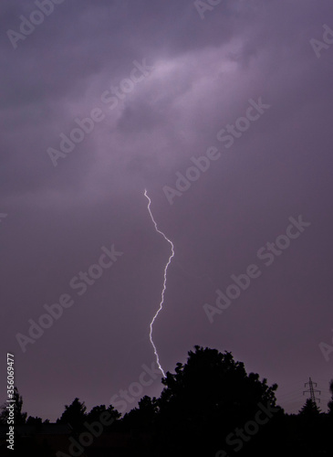 powerful lightning strikes over the night sky