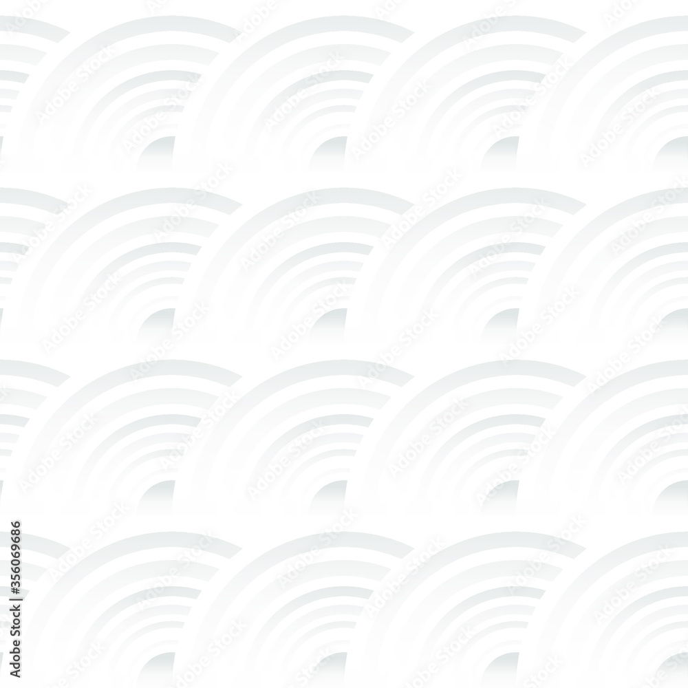 Naklejka premium Round Abstract Repeat Seamless Pattern. Circle White abstract seamless geometric background. Art style can be used in cover design, book design, poster, cd cover, flyer, website. Vector.