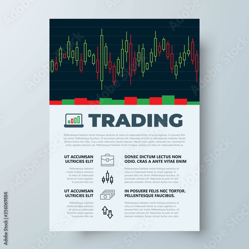 Stock market or forex trading graph Flyer Cover design template