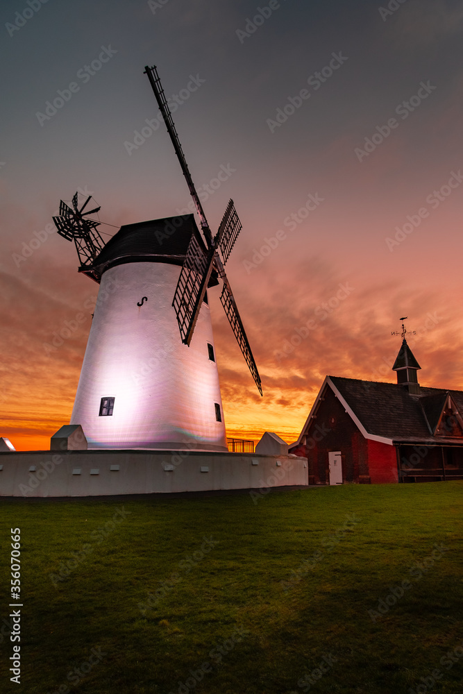 windmill at sunset Lytham St Anne’s Lancashire 