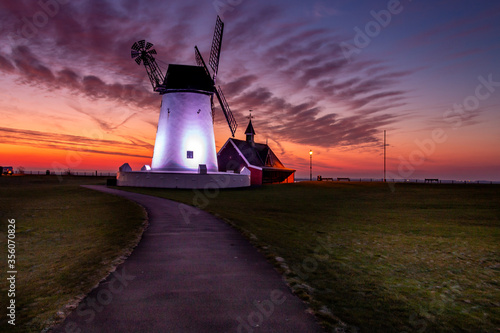 windmill at sunset Lytham St Anne’s Lancashire 