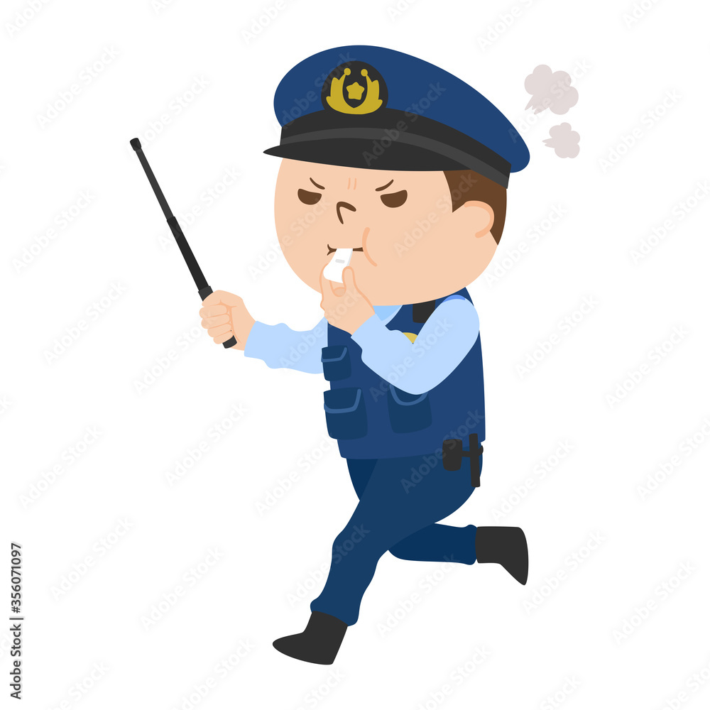 警棒と笛を持って走っている 怒ってる男性警察官のイラスト Stock ベクター Adobe Stock 警棒と笛を持って走っている 怒ってる男性警察官のイラスト Stock ベクター Adobe Stock