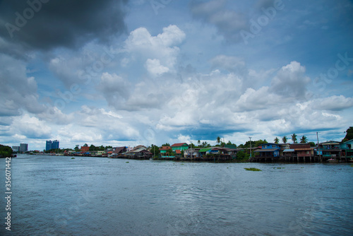 Riverside Chao Phraya River. Housing and tourist attractions Riverside Chao Phraya River, Thailand.