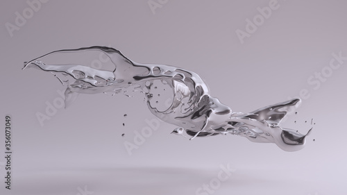 Shiny Silver Splash 3d illustration 3d render