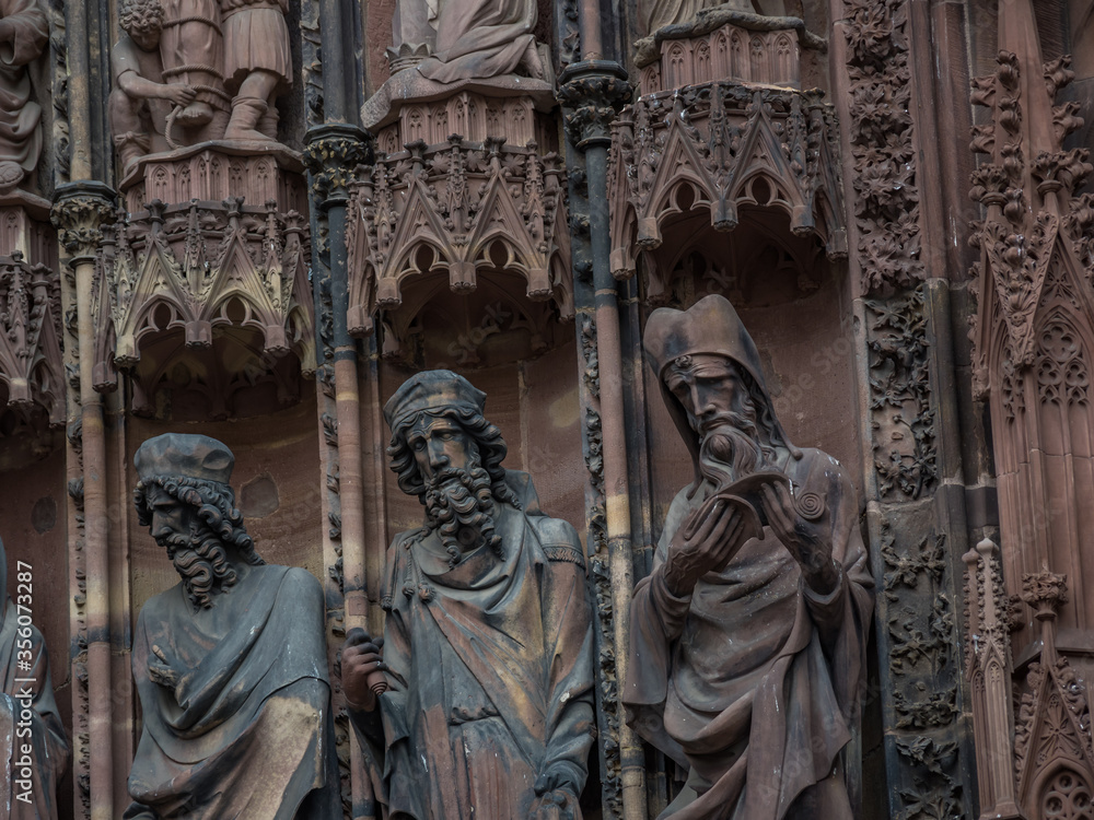 Outside of the Notre dane de Strasbourg Cathedral in Alsace