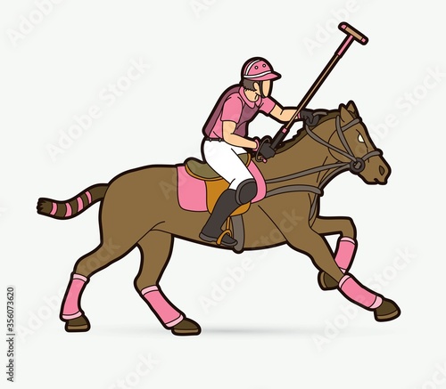 Horses Polo sport cartoon graphic  vector