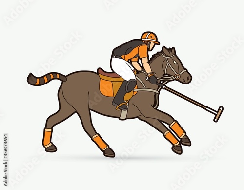 Horses Polo sport cartoon graphic vector