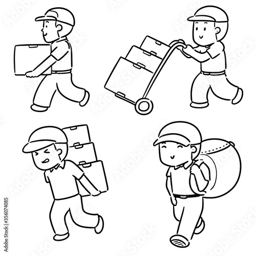 vector set of delivery man