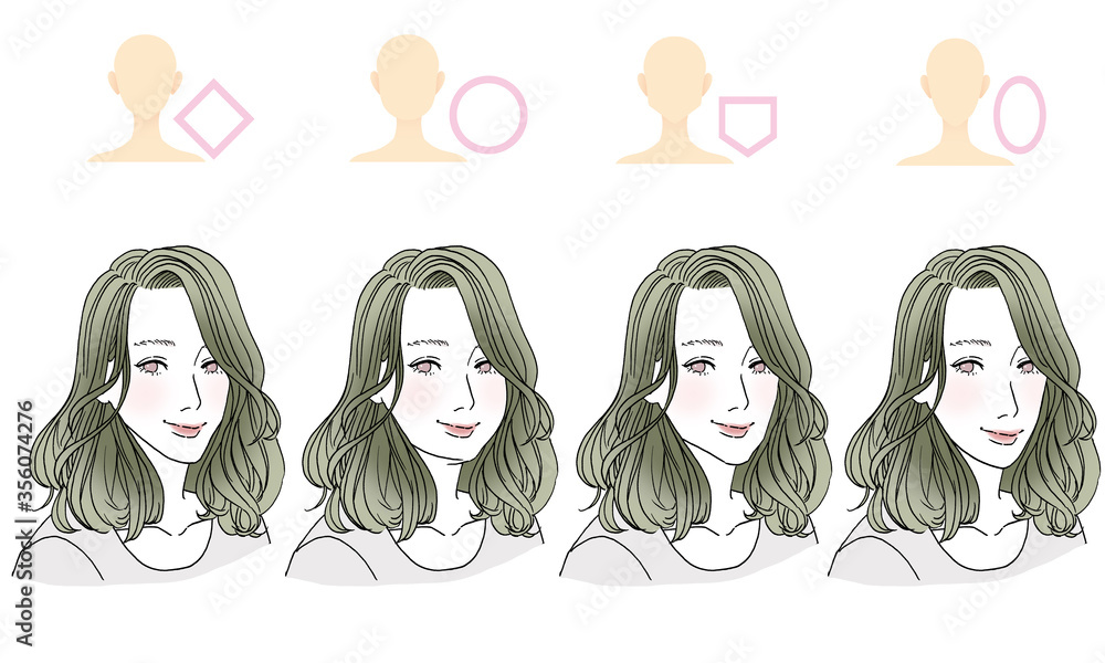 顔型別ヘアスタイルイラスト