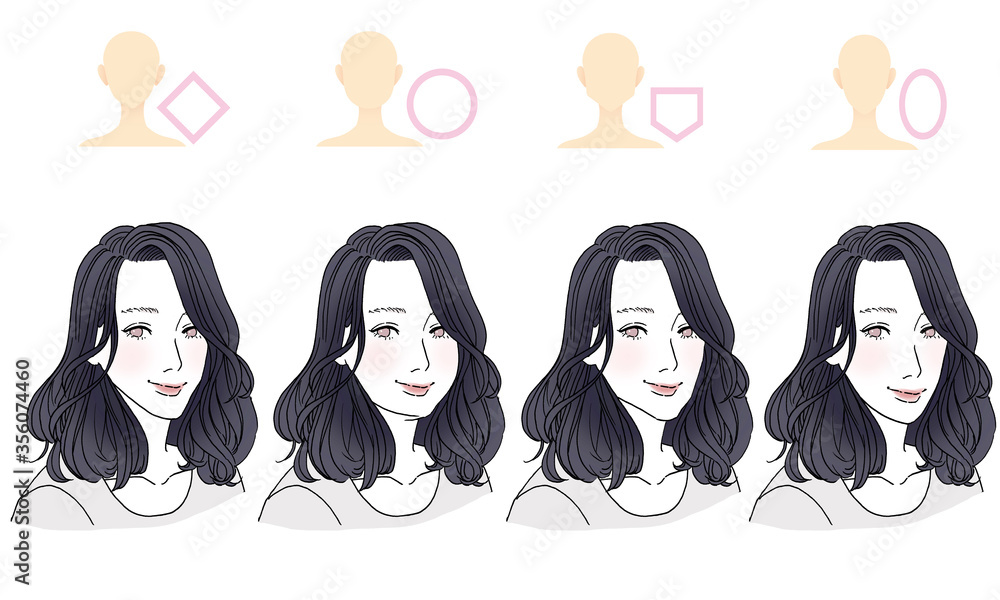 顔型別ヘアスタイルイラスト