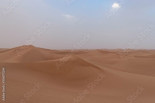 Sahara's dunes with blue sky