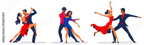 Couples dancing tango. dance figures. vector illustration