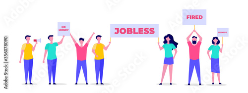  Unemployed people. Jobless and employee job reduction concept. Vector illustration