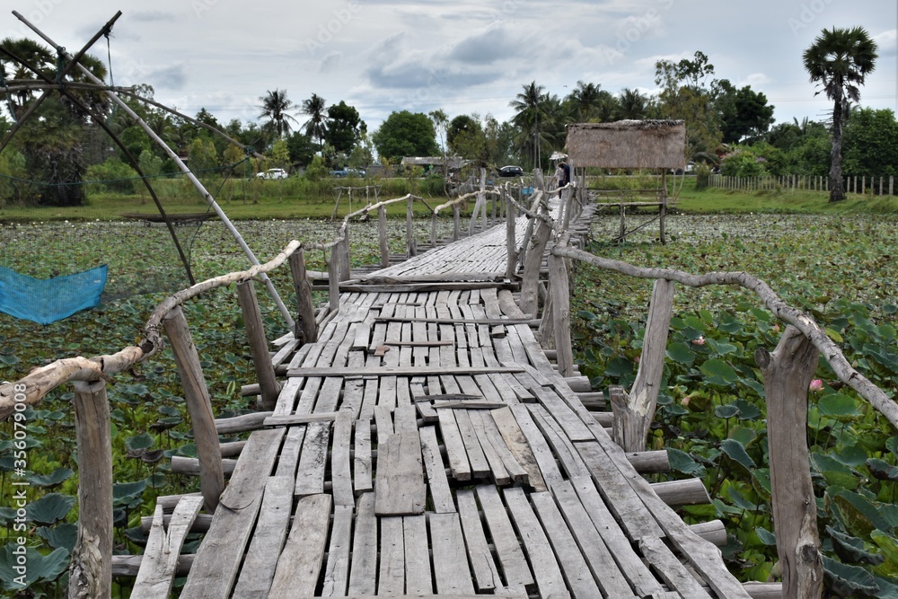 old wooden bridge in southern Thailand travel
