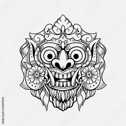 demon mask bali indonesia tshirt design illustration