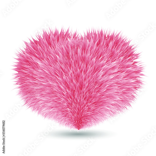 Fluffy voluminous soft heart with a congratulatory inscription. Vector illustration of a Valentine's day greeting card