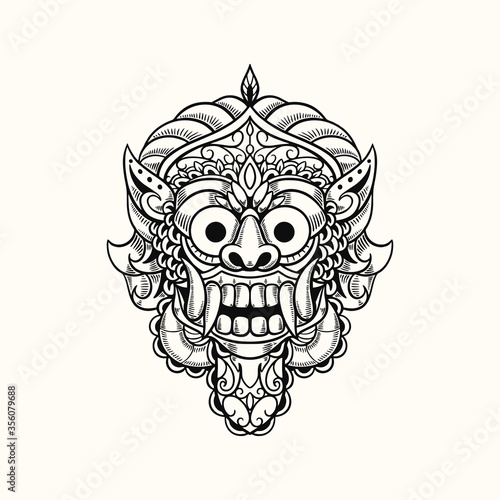 demon mask bali indonesia tshirt design illustration