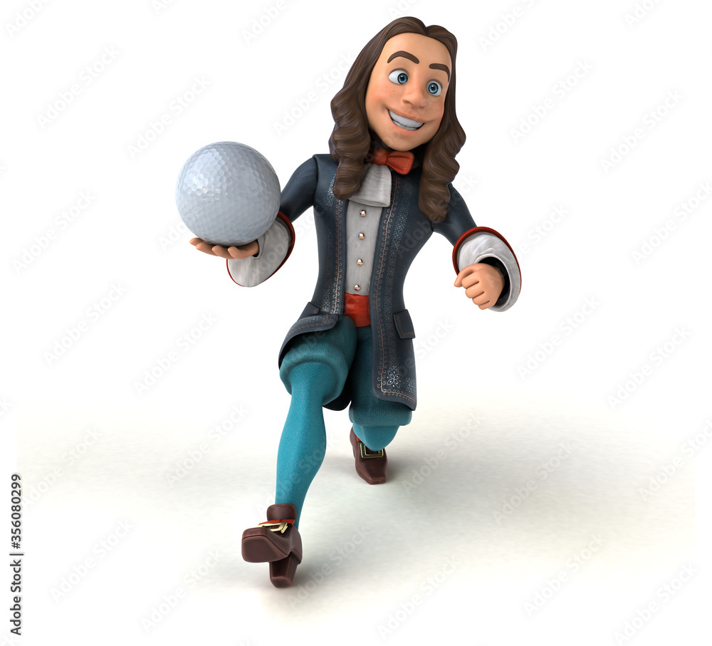 3D Illustration of a cartoon man in historical baroque costume 3D Illustration of a cartoon man in historical baroque costume