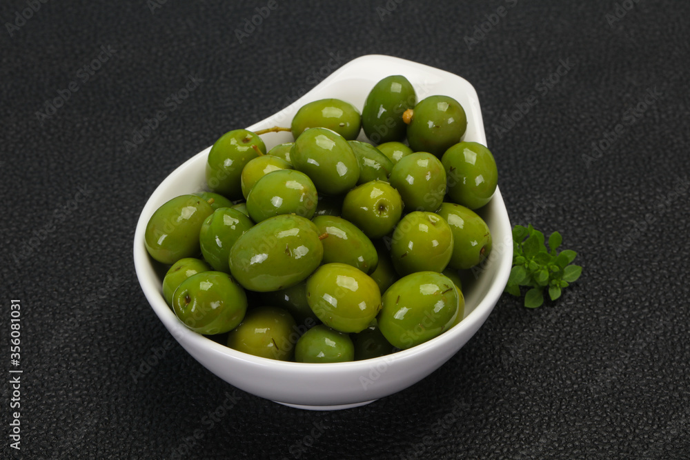 Green Campo Real olives in the bowl Green Campo Real olives in the bowl