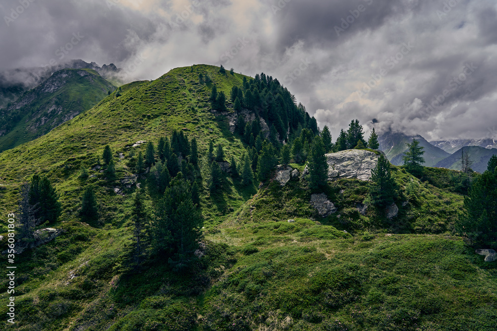 Gloomy Summer in the Alpine Mountains of Austria