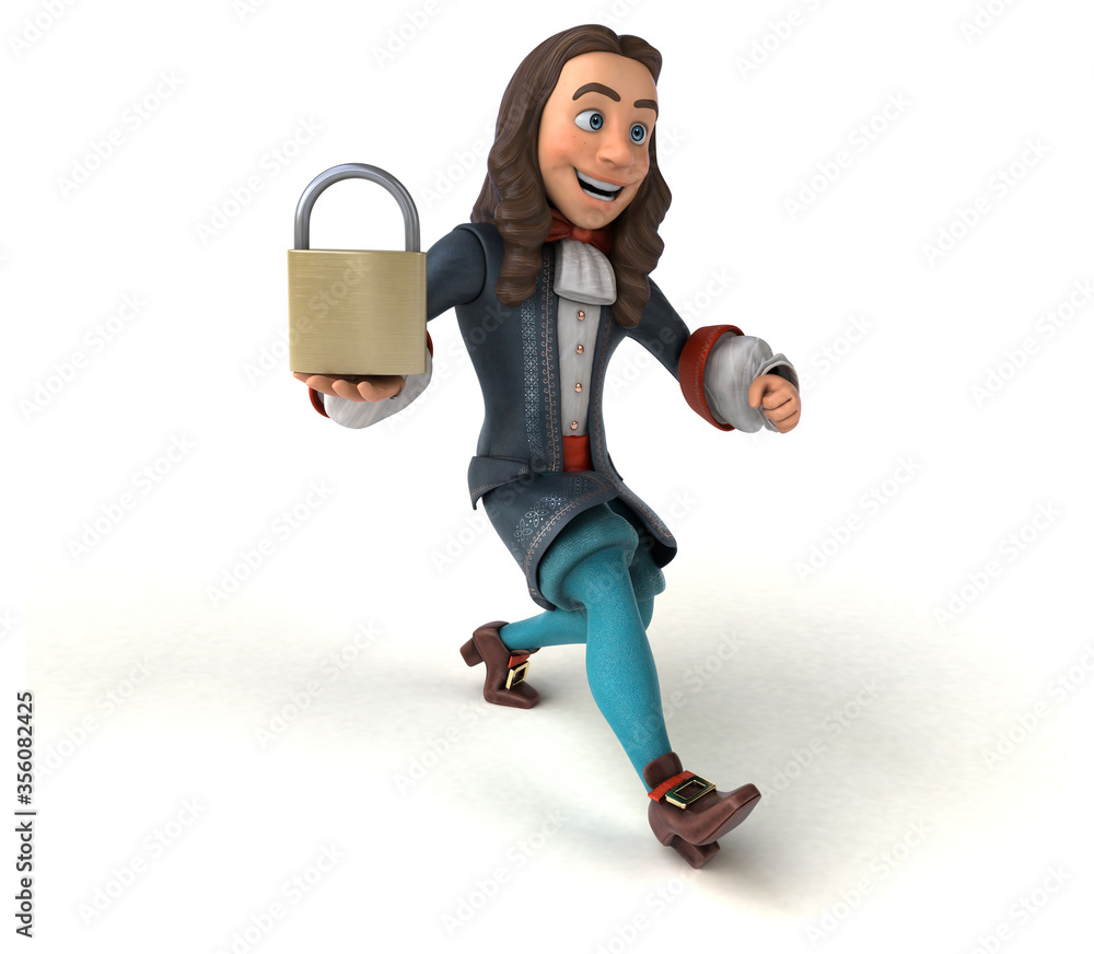 3D Illustration of a cartoon man in historical baroque costume 3D Illustration of a cartoon man in historical baroque costume
