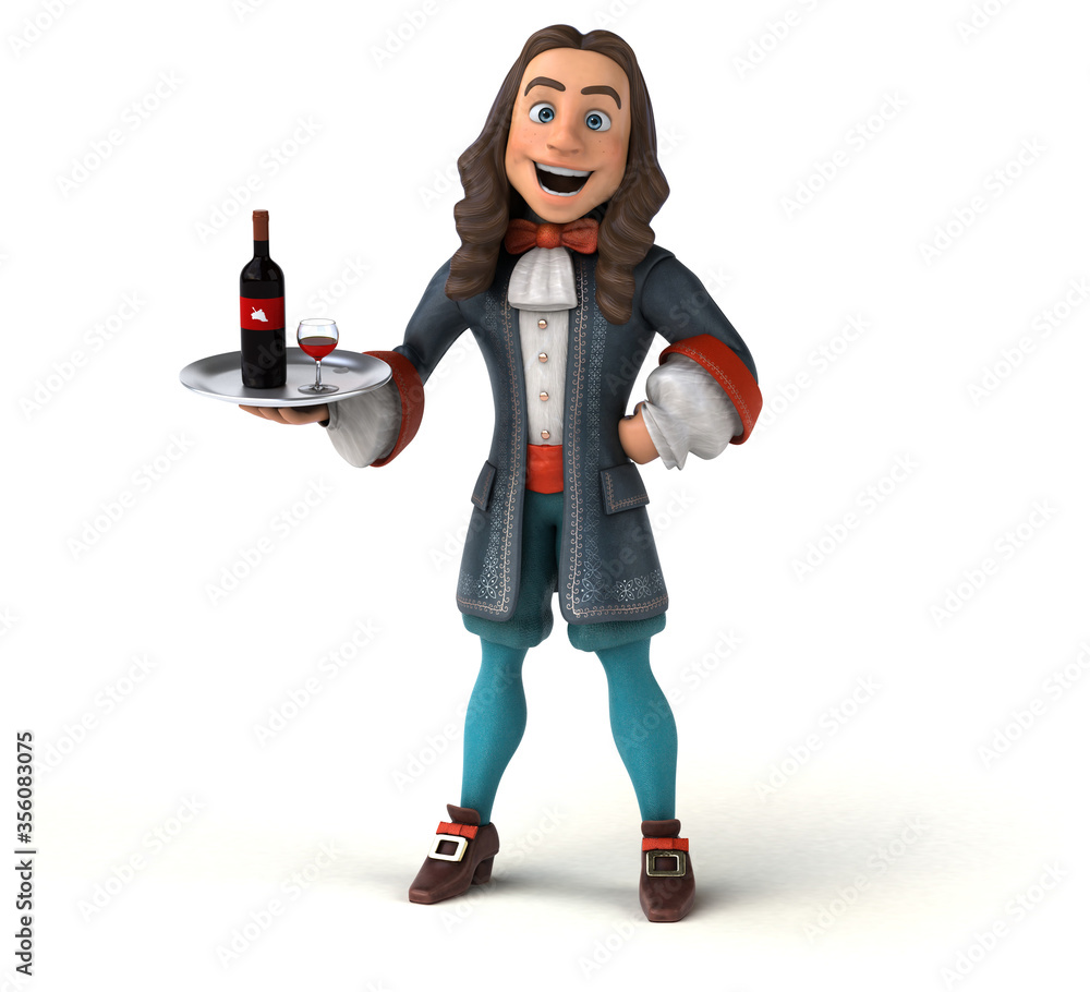 3D Illustration of a cartoon man in historical baroque costume 3D Illustration of a cartoon man in historical baroque costume