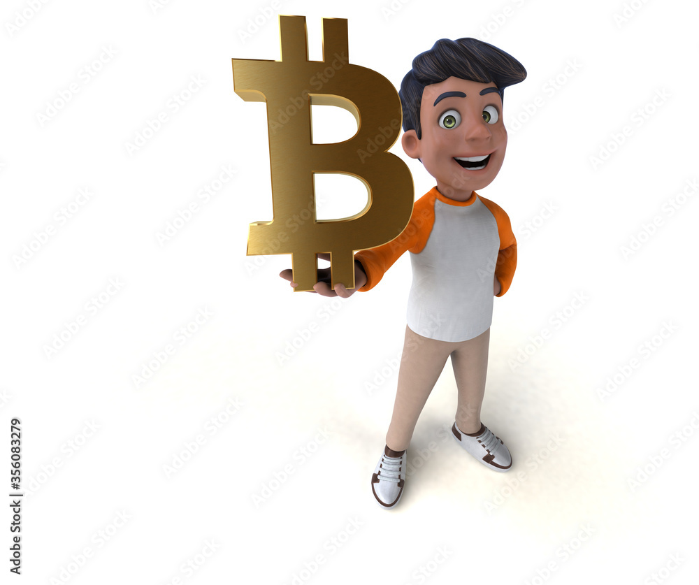 Fun 3D cartoon Asian teenager .