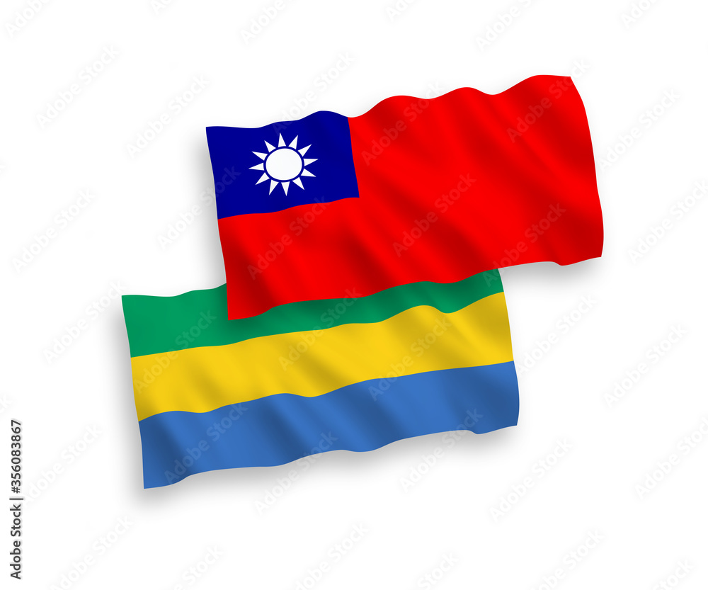 Flags of Gabon and Taiwan on a white background Flags of Gabon and Taiwan on a white background