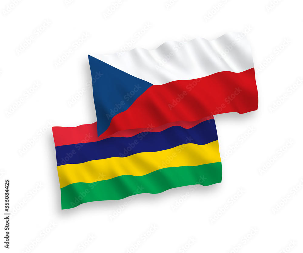 Flags of Czech Republic and Mauritius on a white background Flags of Czech Republic and Mauritius on a white background