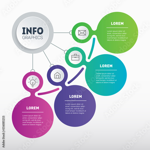 Business presentation or info graphics concept with four steps. Sales funnel. A quarter of a circle. Infographic of technology or education process with 4 options. Segmented Annual report.