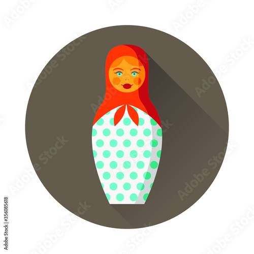 Simple matryoshka icon in a circle in retro style.  Vector illustration icons