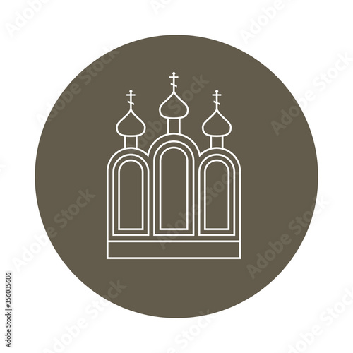 Simple icon "Church" in retro-style circle. Vector illustration icons